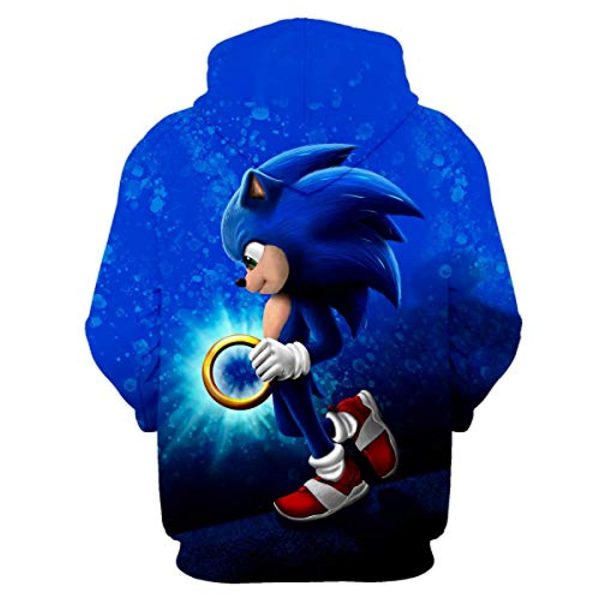 Cartoon Games Sonic Hoodie - Sonic the Hedgehog Blue 3D Print Unisex Pullover Hoodie for Teens