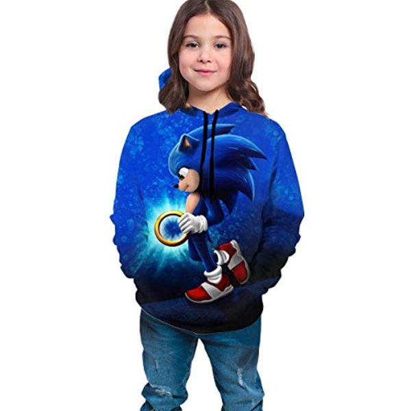 Cartoon Games Sonic Hoodie - Sonic the Hedgehog Blue 3D Print Unisex Pullover Hoodie for Teens