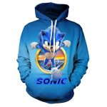Cartoon Games Sonic Hoodie - Sonic the Hedgehog Blue 3D Print Unisex Pullover Hoodie for Teens Men Women