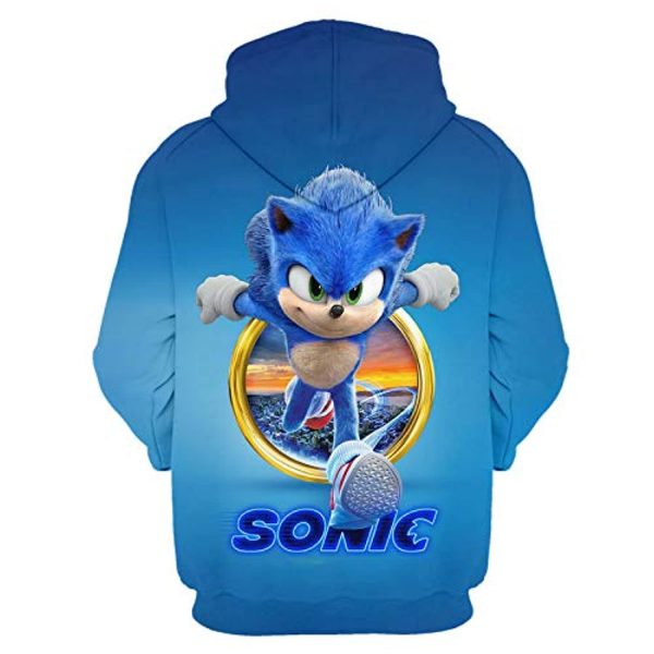 Cartoon Games Sonic Hoodie - Sonic the Hedgehog Blue 3D Print Unisex Pullover Hoodie for Teens Men Women