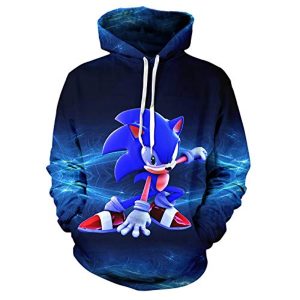 Cartoon Games Sonic Hoodie - Sonic the Hedgehog Blue 3D Print Unisex Pullover Hoodie for Teens Men Women