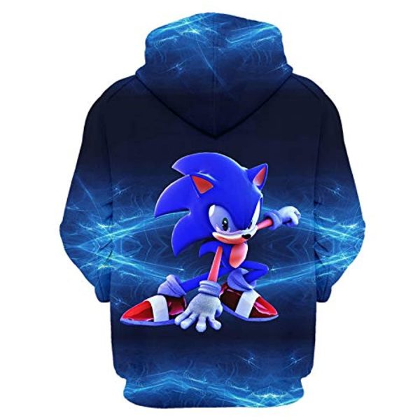 Cartoon Games Sonic Hoodie - Sonic the Hedgehog Blue 3D Print Unisex Pullover Hoodie for Teens Men Women