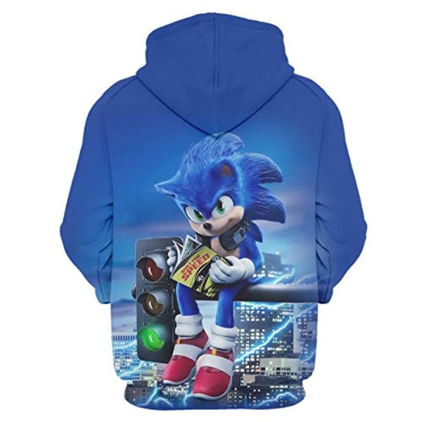 Cartoon Games Sonic Hoodie - Sonic the Hedgehog Blue 3D Print Unisex Pullover Hoodie for Teens