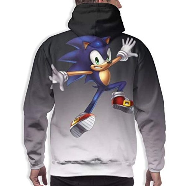 Cartoon Games Sonic Hoodie - Sonic the Hedgehog Grey 3D Print Pullover Hooded Sweatshirt
