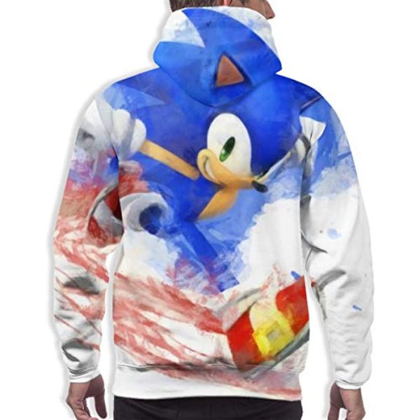 Cartoon Games Sonic Hoodie - Sonic the Hedgehog Light Blue 3D Print Pullover Hooded Sweatshirt