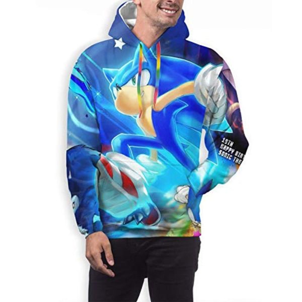 Cartoon Games Sonic Mania Hoodie - 3D Print Unisex Running Sonic Pullover Hoodie Shiny Blue