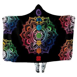 Chakra Mandala Hooded Blanket - Sign Black Blanket