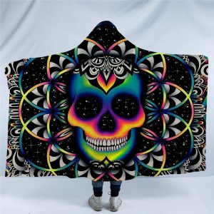 Chaos By Brizbazaar Hooded Blanket - Chaos Skull Black Blanket