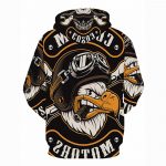 Character Eagle Letter Printed Color Block Hoodie - Hooded Street chic Punk & Gothic Pullover