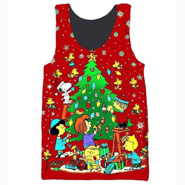 Christmas Decorating Hoodies - Pullover Red Snoopy Peanuts Hoodie