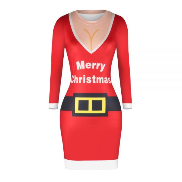 Christmas Dresses - Knee-Length Merry Xmas Bodycon Dress