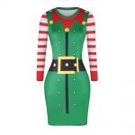 Christmas Dresses - Knee-Length Xmas Hat Print Dress