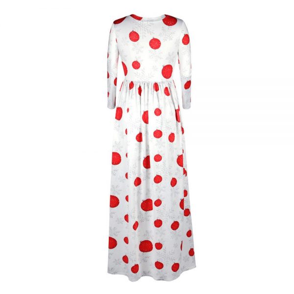 Christmas Dresses - Long Sleeves Red Dots Printed Dress