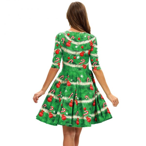 Christmas Dresses - Long Sleeves Xmas Green Dress