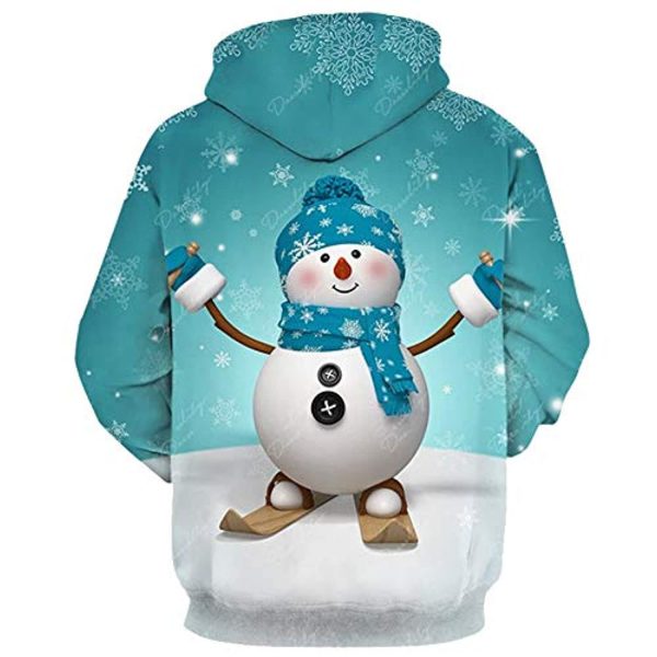 Christmas Hoodies - Blue Skating Snowman 3D Print Pullover Hoodie
