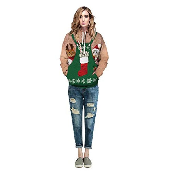 Christmas Hoodies -  Christmas Sock Funny Cat Pullover Hoodie