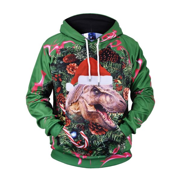 Christmas Hoodies - Christmas Tyrannosaurus Icon Super Cool 3D Hoodie