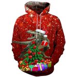Christmas Hoodies - Funny 3D Print Christmas Tree Red Pullover Hoodie