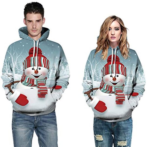 Christmas Hoodies - Funny Grey Snowman 3D Print Pullover Hoodie