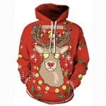 Christmas Hoodies - Funny Red Reindeer 3D Print Pullover Hoodie