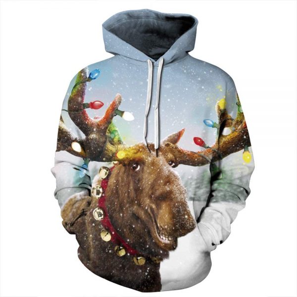 Christmas Hoodies - Funny Reindeer 3D Pullover Hoodie