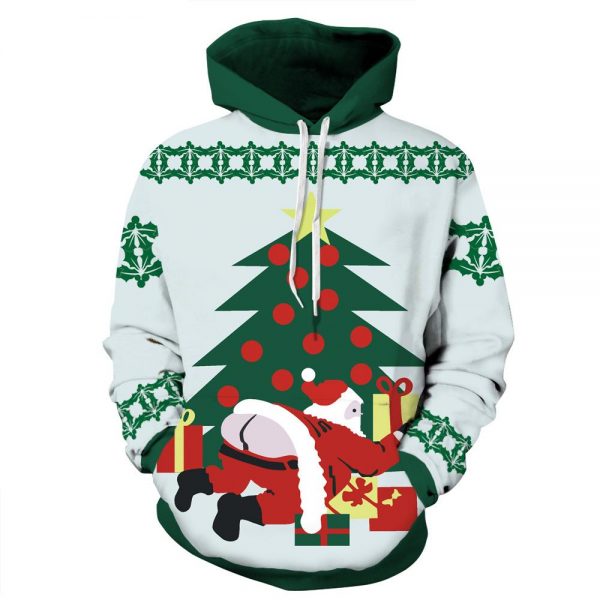 Christmas Hoodies - Funny Santa Giving a Present Icon 3D Hoodie
