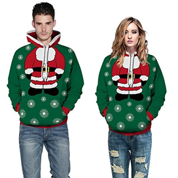 Christmas Hoodies - Funny Santa Green Pullover Hoodies
