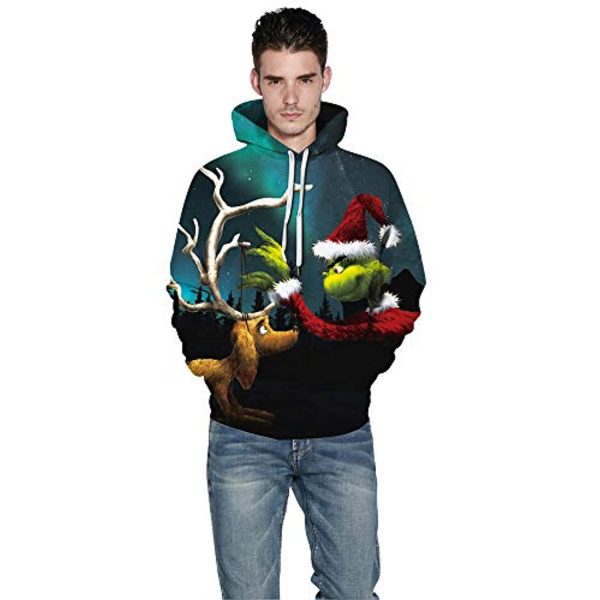 Christmas Hoodies - Funny Santa Reindeer Pullover Hoodie