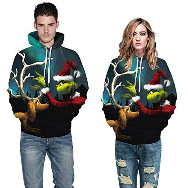 Christmas Hoodies - Funny Santa Reindeer Pullover Hoodie