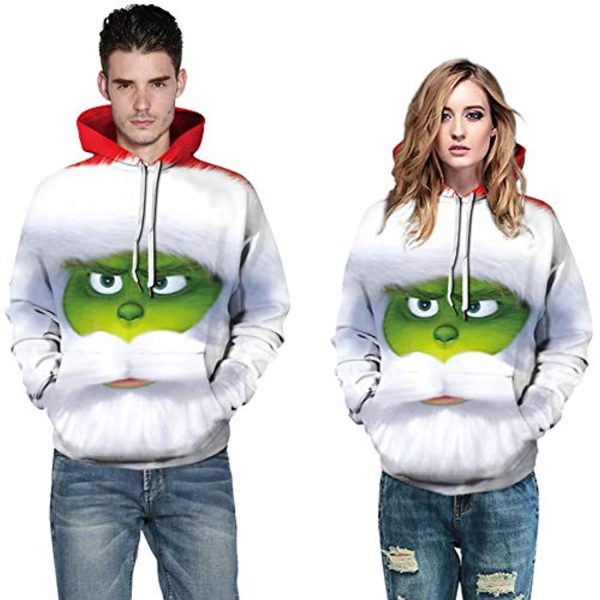 Christmas Hoodies - Funny White Grinch 3D Print Pullover Hoodie