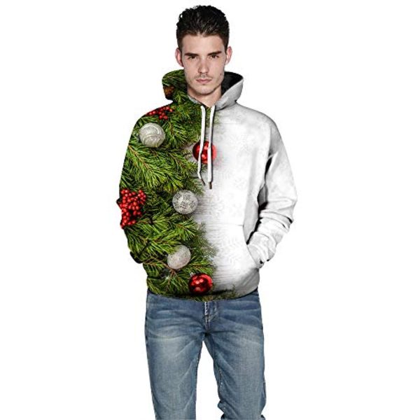 Christmas Hoodies - Green and White Pullover Hoodie Christmas Bell