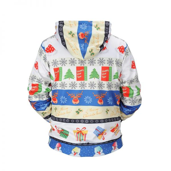 Christmas Hoodies - Happy Christmas Snowflake Deer Striped Pattern Icon 3D Hoodie