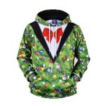 Christmas Hoodies - Happy Christmas Tree Striped Pattern Icon Super Cute 3D Hoodie