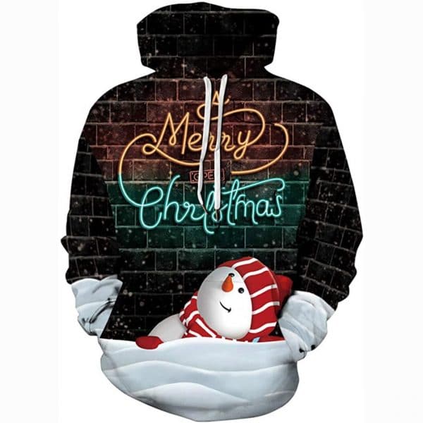 Christmas Hoodies - Merry Christmas Cute Snowman 3D Print Pullover Hoodie