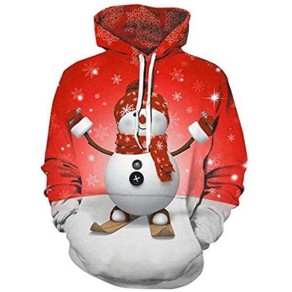 Christmas Hoodies - Red Skating Snowman 3D Print Pullover Hoodie