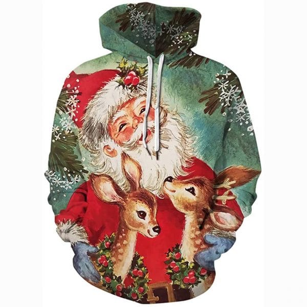 Christmas Hoodies - Santa Deer Funny Pullover Hoodies