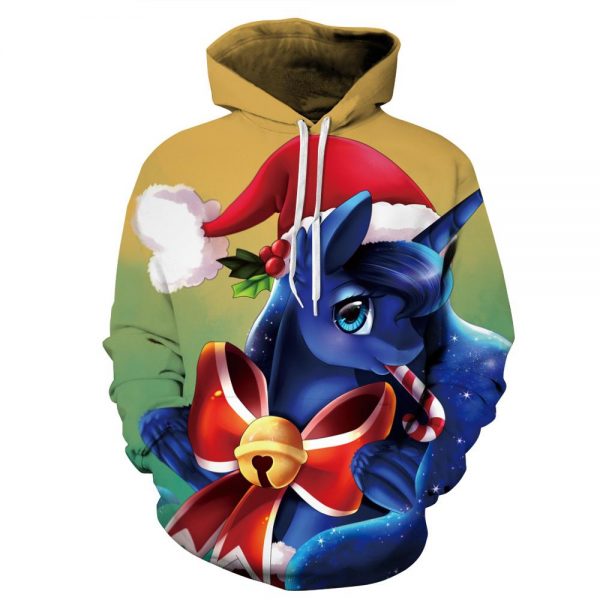 Christmas Hoodies - Super Cute Christmas Unicorn Icon 3D Hoodie