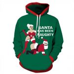 Christmas Hoodies - Super Funny Naughty Santa Icon Green 3D Hoodie