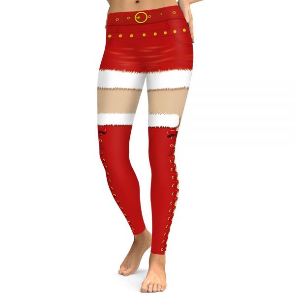 Christmas Leggings - Women 3D Xmas Theme Red Legging