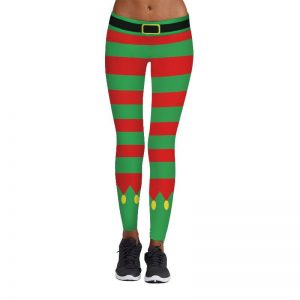 Christmas Leggings - Women 3D Xmas Theme Stripe Legging