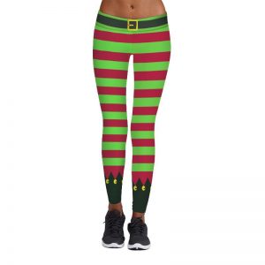 Christmas Leggings - Women 3D Xmas Theme Trendy Stripe Legging
