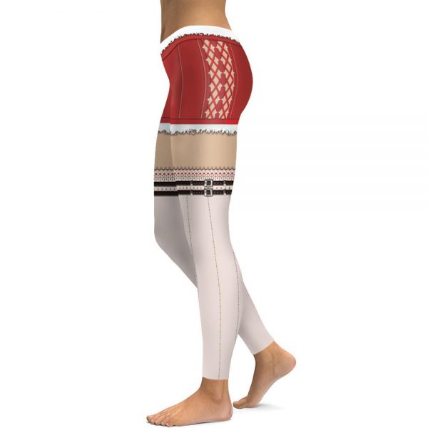 Christmas Leggings - Women 3D Xmas Theme White-red Legging