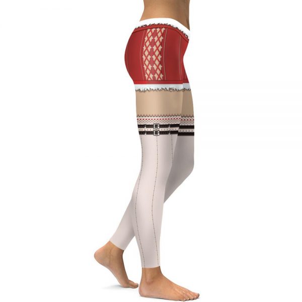 Christmas Leggings - Women 3D Xmas Theme White-red Legging