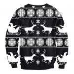 Christmas Sweatshirts - Black and White Christmas Deer Icon Cute 3D Sweatshirt