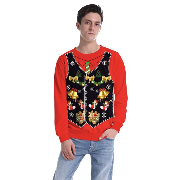 Christmas Sweatshirts - Christmas Gold Bell Icon Super Cool 3D Sweatshirt
