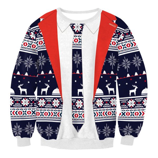 Christmas Sweatshirts - Christmas Suit Stripe Icon Cool 3D Sweatshirt