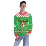 Christmas Sweatshirts - Cute Christmas Deer Icon Green 3D Sweatshirt