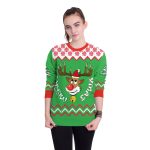 Christmas Sweatshirts - Cute Christmas Deer Icon Green 3D Sweatshirt