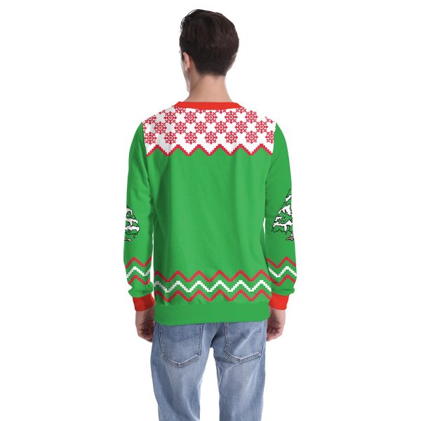 Christmas Sweatshirts - Cute Christmas Deer Icon Green 3D Sweatshirt