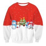 Christmas Sweatshirts -Cute Snowman Red and White 3D Sweatshirt